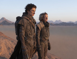 This image released by Warner Bros. Entertainment shows Timothee Chalamet, left, and Rebecca Ferguson in a scene from the upcoming 2021 film 